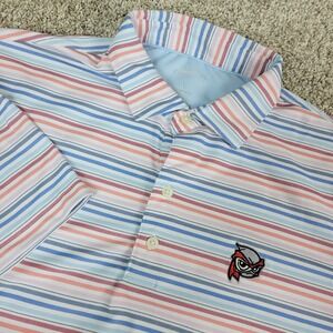 Johnnie O Mens Large Multicolor Striped Performance Stretch Polo Short Sleeve